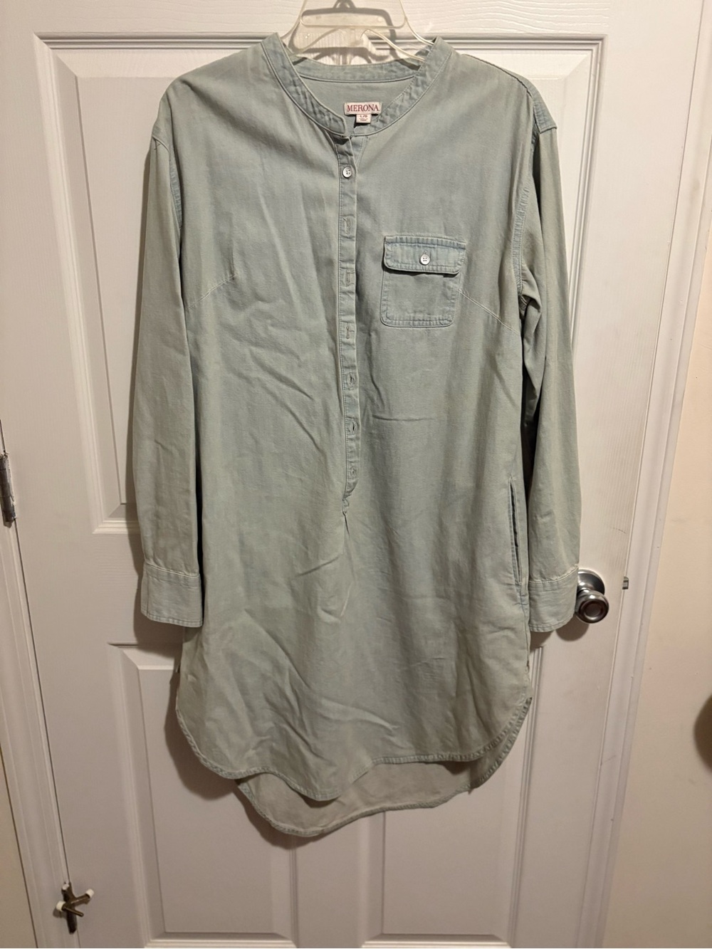 Merona Sage Green Button-Placket Tunic Shirt